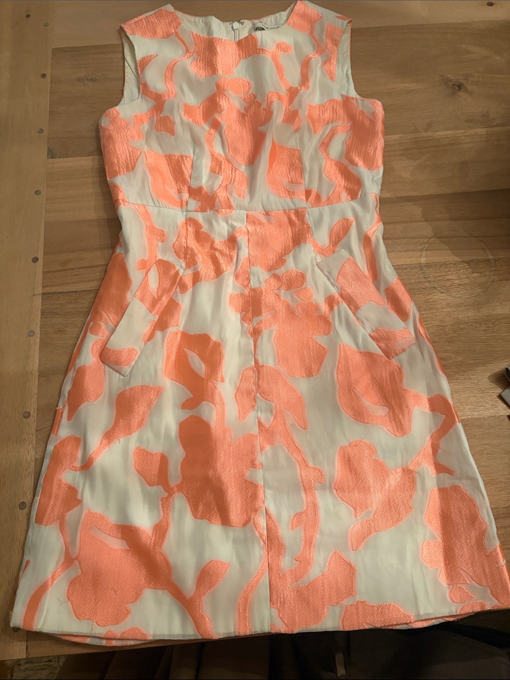 Diane Von Furstenberg White Dress with Coral Floral Jacquard
